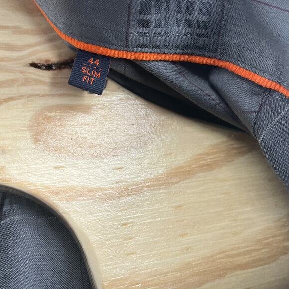 Simon Carter London Gray Checkered Geometric Button Up Slim Fit 44cm 17.5” - Picture 3 of 7